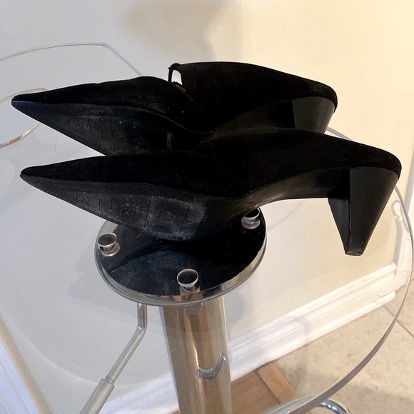 Zara Zapato Tacón Cono Lazada  black mules soft suede like fabric,laces 🖤🖤 - Picture 6 of 7